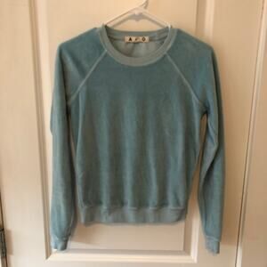 AMO Denim Velour Sweatshirt - Sky Blue size XS NW/OT's $165 Light Blue Velor